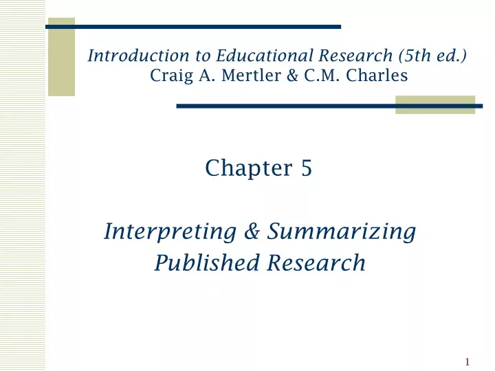 introduction to educational research 5th ed craig