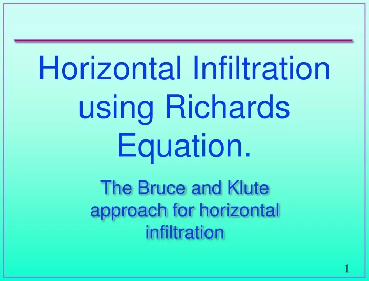 horizontal infiltration using richards equation