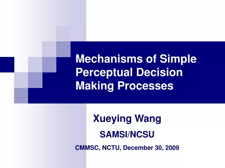 mechanisms of simple perceptual decision making