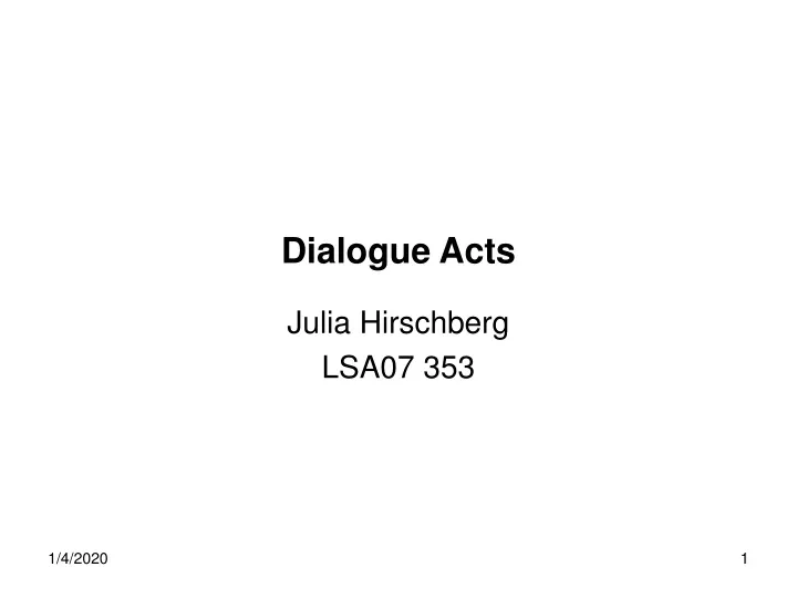 dialogue acts