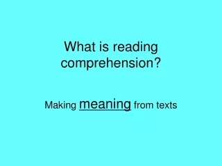 What is reading comprehension?