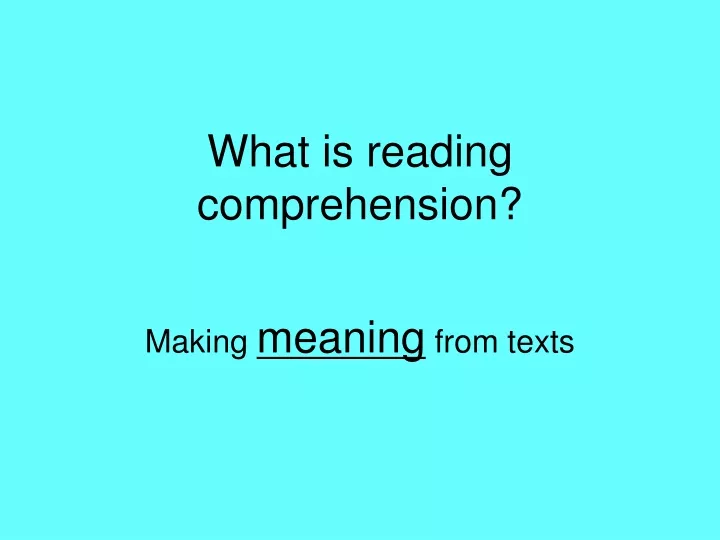 what is reading comprehension