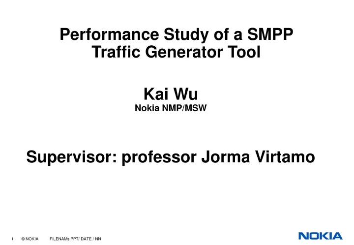 performance study of a smpp traffic generator tool