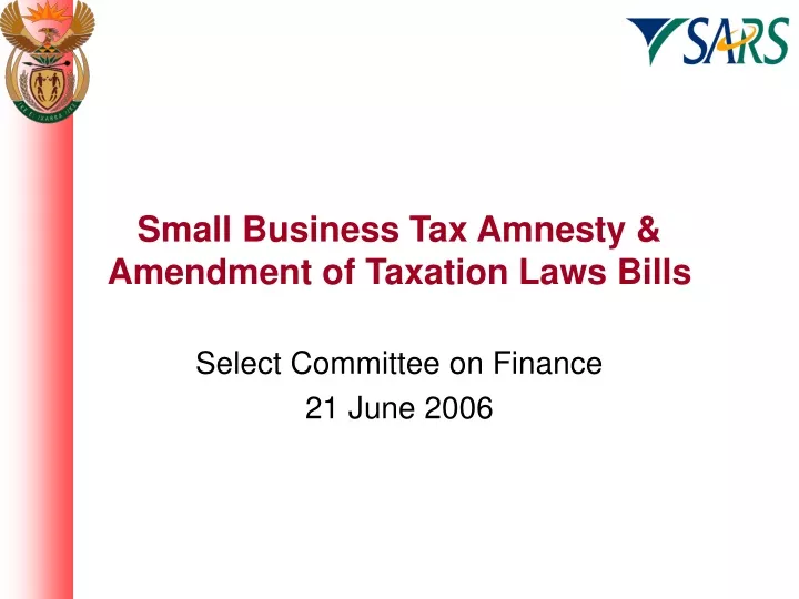 small business tax amnesty amendment of taxation laws bills