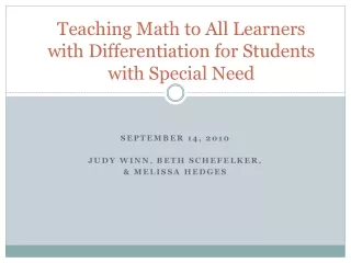 Teaching Math to All Learners  with Differentiation for Students with Special Need