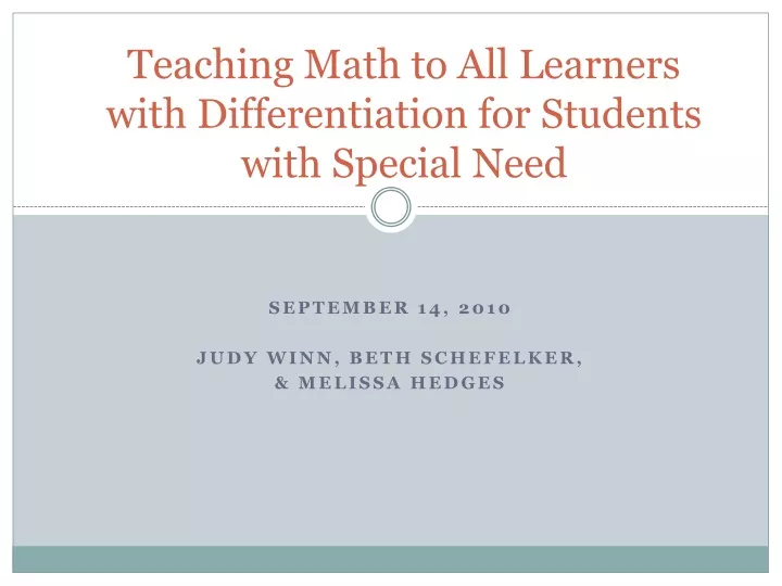 teaching math to all learners with differentiation for students with special need