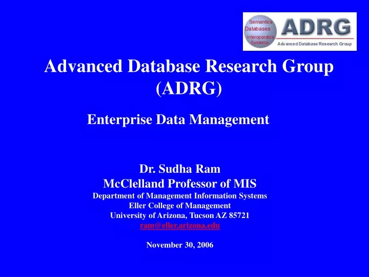 advanced database research group adrg