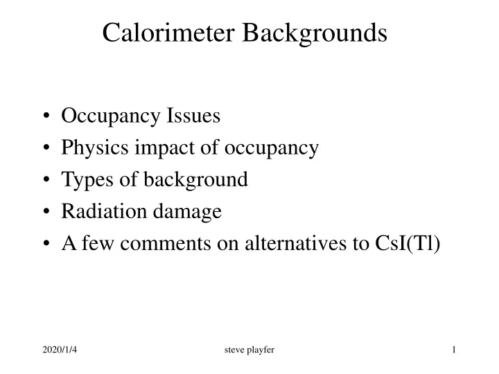 calorimeter backgrounds