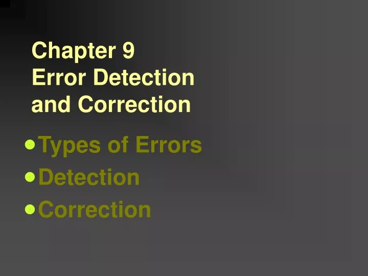 chapter 9 error detection and correction