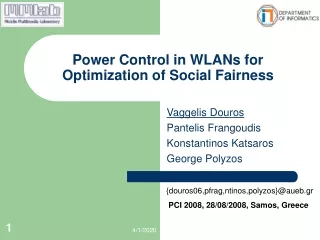 Power Control in WLANs for Optimization of Social Fairness