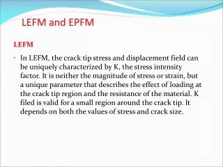 LEFM and EPFM