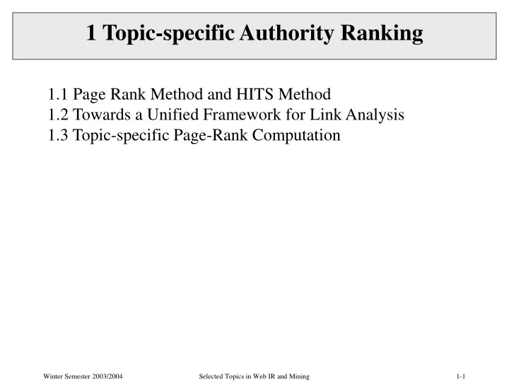 1 topic specific authority ranking