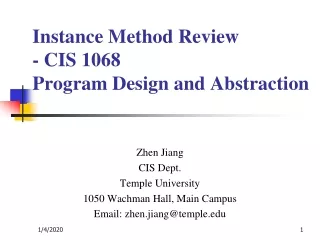 Instance Method Review  - CIS 1068  Program Design and Abstraction