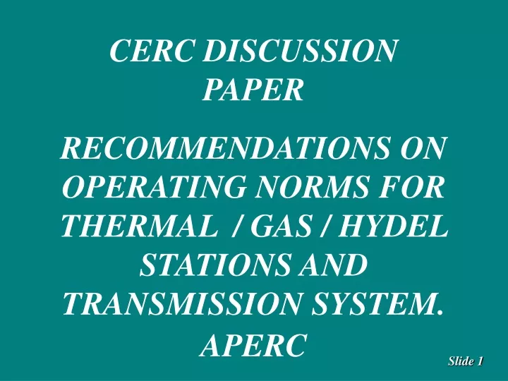 cerc discussion paper recommendations
