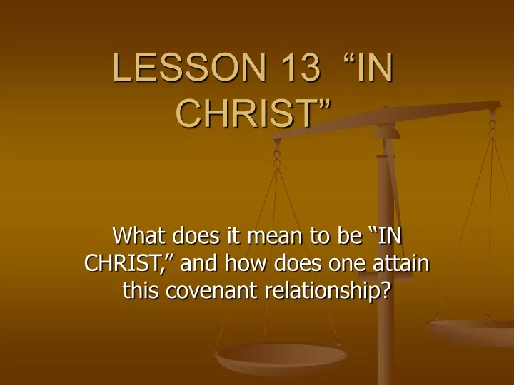 lesson 13 in christ