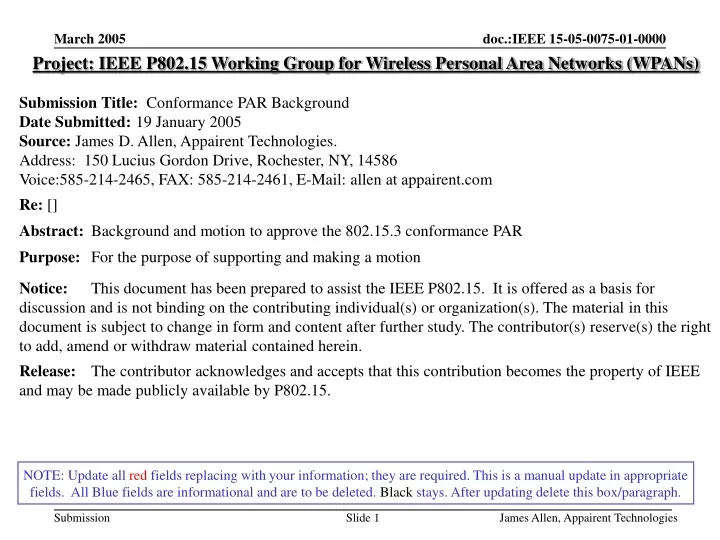 project ieee p802 15 working group for wireless