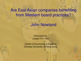 Are East Asian companies benefiting from Western board practices? John Nowland