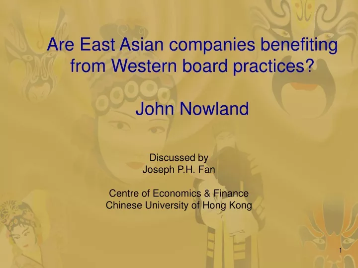 are east asian companies benefiting from western board practices john nowland