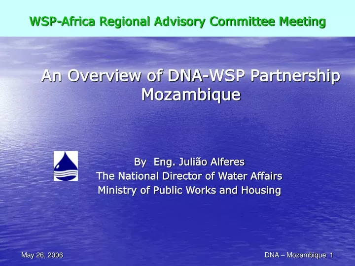 an overview of dna wsp partnership mozambique