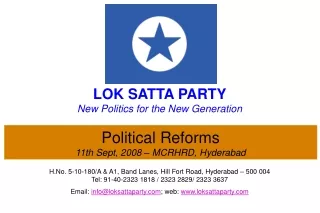 Political Reforms 11th Sept, 2008 – MCRHRD, Hyderabad