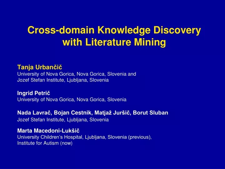 cross domain knowledge discovery with literature mining