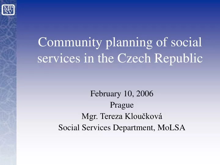 communit y planning of social services in the czech republic