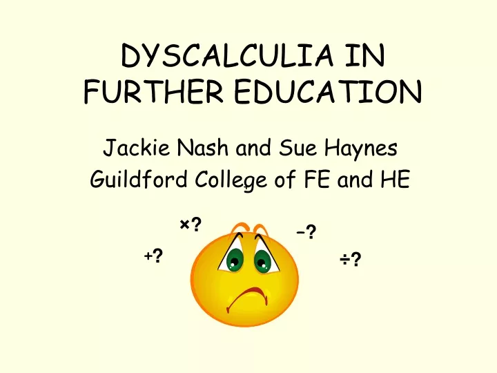 dyscalculia in further education