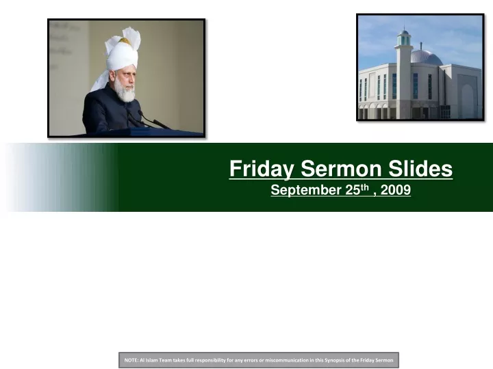 friday sermon slides september 25 th 2009