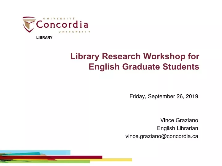 library research workshop for english graduate students
