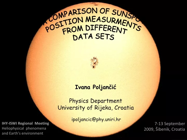 a comparison of sunspot position measurments from