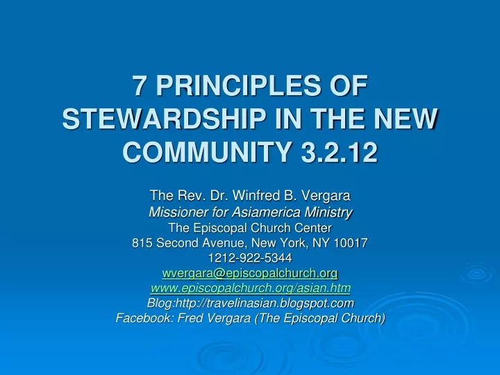 7 principles of stewardship in the new community 3 2 12