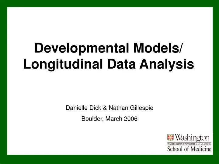 developmental models longitudinal data analysis