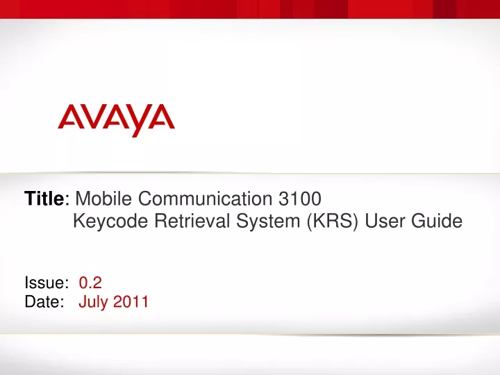 title mobile communication 3100 keycode retrieval system krs user guide issue 0 2 date july 2011