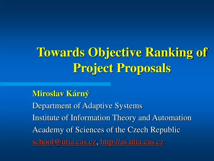 miroslav k rn department of adaptive systems