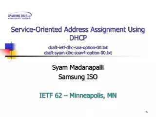 Syam Madanapalli Samsung ISO IETF 62 – Minneapolis, MN
