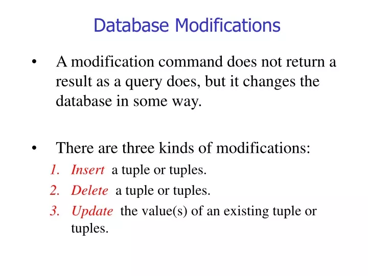 database modifications