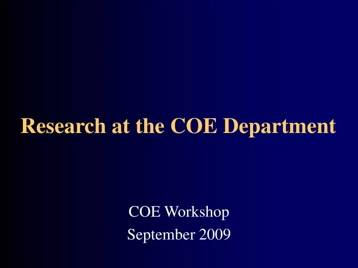 research at the coe department