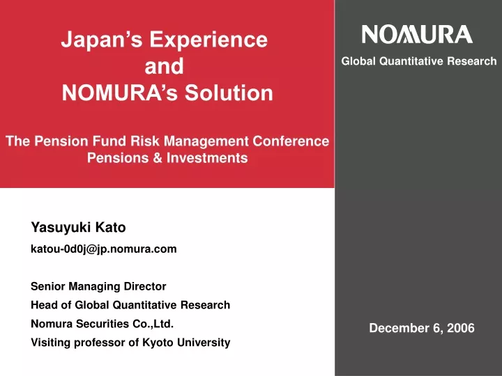 japan s experience and nomura s solution