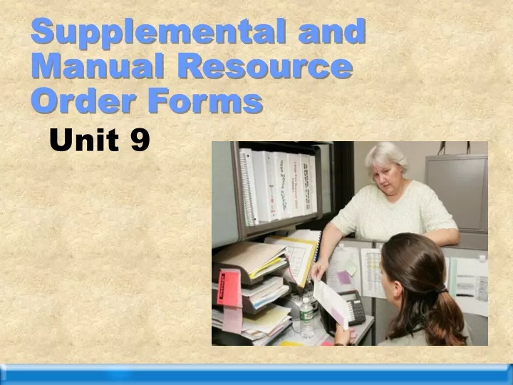supplemental and manual resource order forms