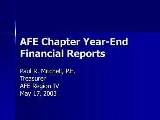 AFE Chapter Year-End Financial Reports