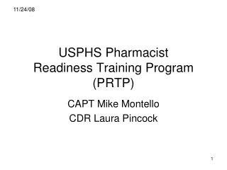 USPHS Pharmacist  Readiness Training Program (PRTP)
