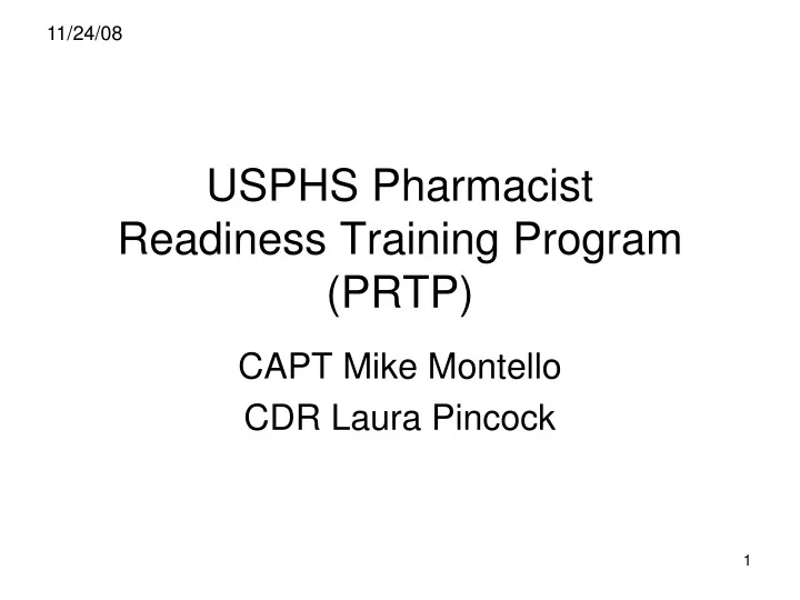 usphs pharmacist readiness training program prtp