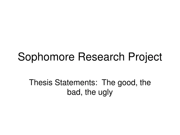 sophomore research project