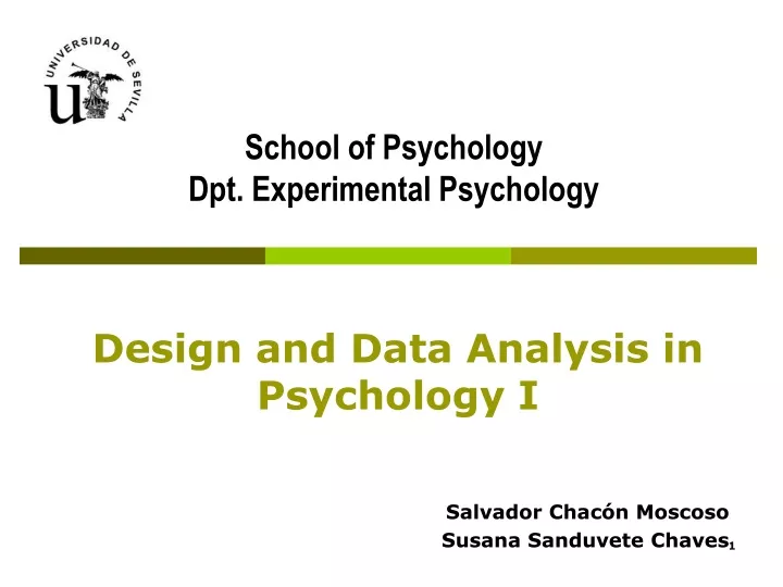 design and data analysis in psychology i