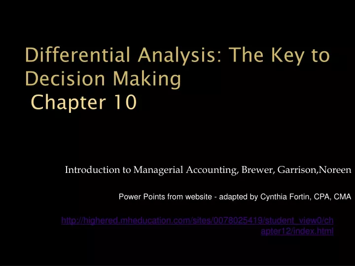 differential analysis the key to decision making chapter 10