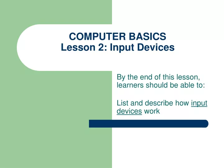 computer basics lesson 2 input devices