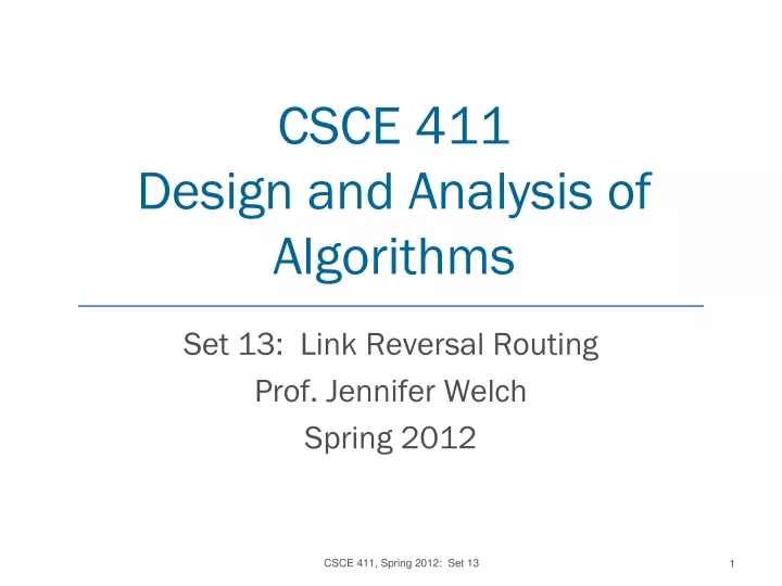 csce 411 design and analysis of algorithms