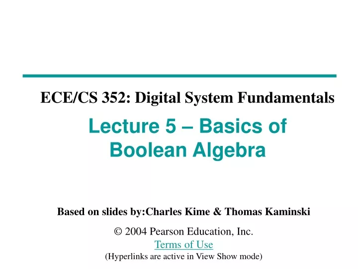 lecture 5 basics of boolean algebra