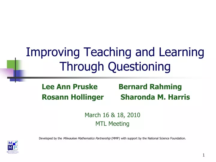 improving teaching and learning through questioning