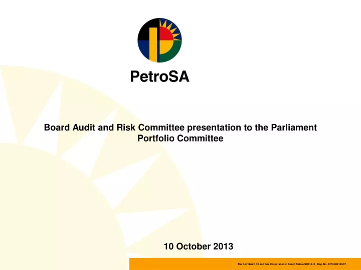 board audit and risk committee presentation to the parliament portfolio committee 10 october 2013